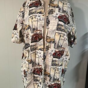 Vintage Car Print Men's Button-Up